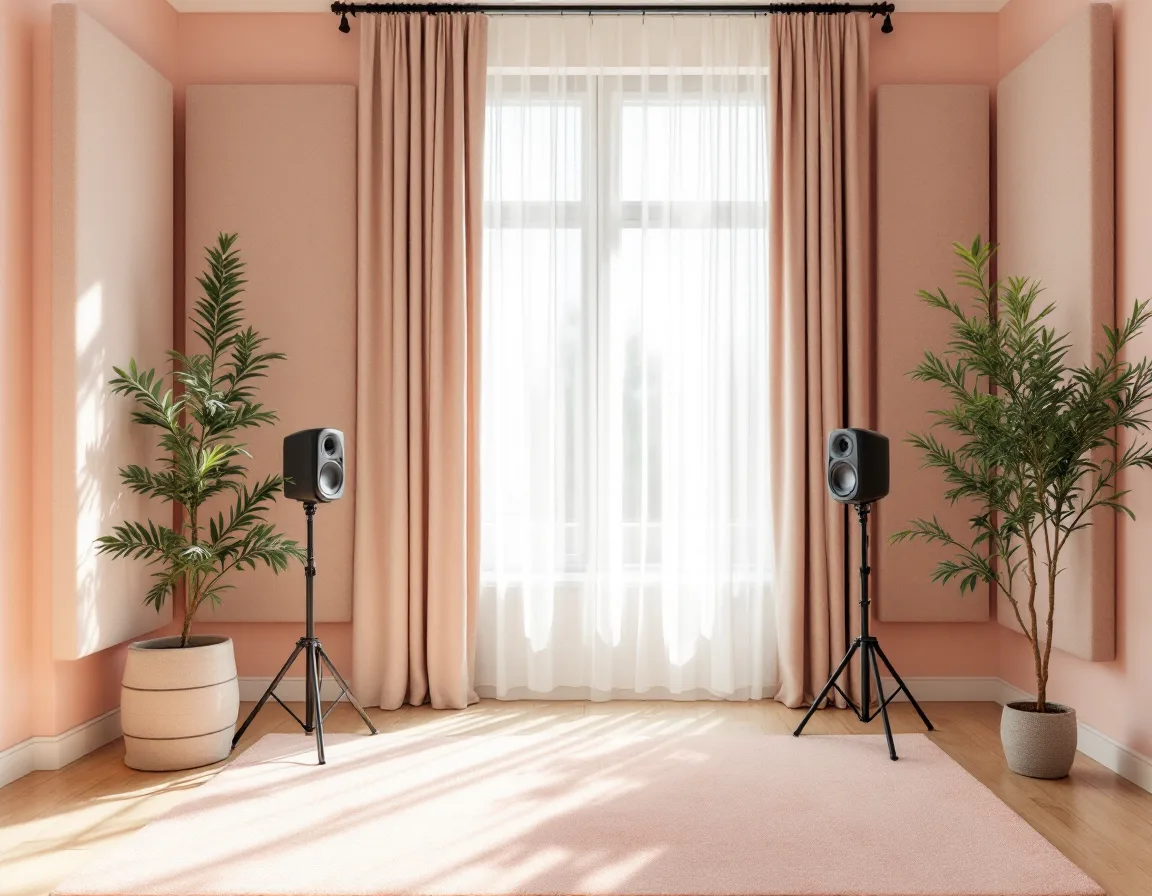 The editing room with monitors and acoustic panels